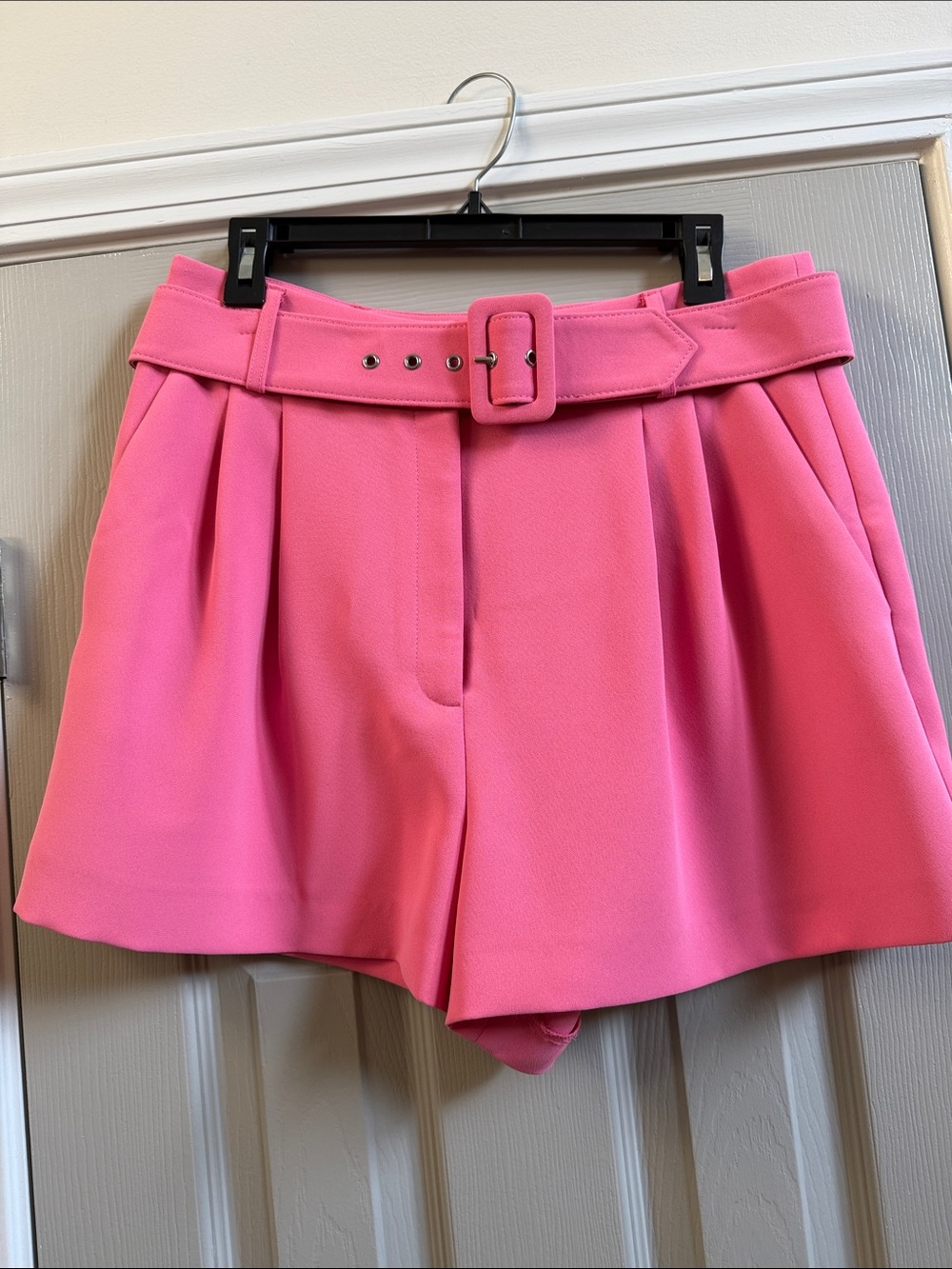 Gianni Bini Hot Pink High-Waist Pleated Shorts with Belt